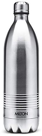 Milton Insulated Water Bottle 1 Litre (34 oz), Stainless Steel Double Walled Vacuum for 24 Hours Hot and Cold, Leakproof, BPA Free, Thermosteel Duo DLX 1000 Silver