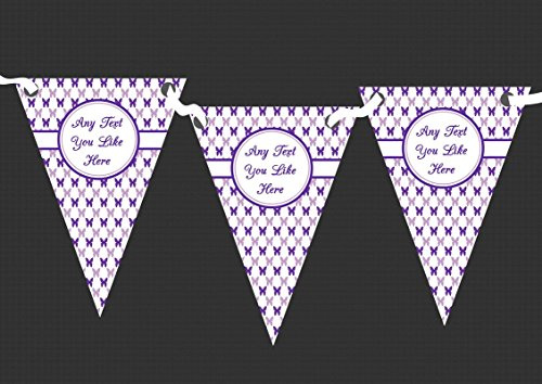 Purple Lilac & White Butterflies Personalised Children's Birthday Party Bunting
