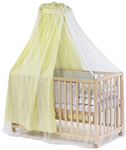 Insektennetz Babybett mit Himmel - Mückennetz für Babybett, Betthimmel und Wiege - Feinmaschiger Moskitonetz - Atmungsaktiv und Waschbar, Weiß