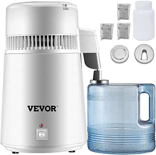 VEVOR Destilador de Agua Purificador Water Distiller Destilador de Agua Pura Filtros Destilación de Agua 4L de Acero Inoxidable Interno con Botella de colección