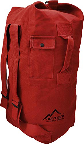 Seesack aus reißfestem Canvas-Material mit Doppelgurt und Metallverschluss - 100% Baumwolle Rot 30 Liter