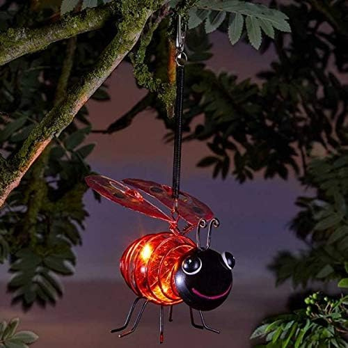 Garden Mile LED Ladybird Hanging Solar Garden Lights Outdoor Waterproof Garden Decorations Hand Painted Metal Solar Outdoor Lights Perfect For Fairy Gardens Decorative Ornaments