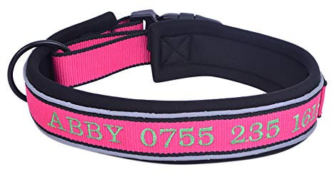 Muka Personalisierte Reflektierende Hundehalsband Halsband für Hunde mit gestickter Tiername Telefonnummer