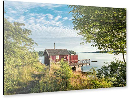 artboxONE Alu-Print 120x80 cm Holzhütte auf Lidingö von Künstler Rico Ködder