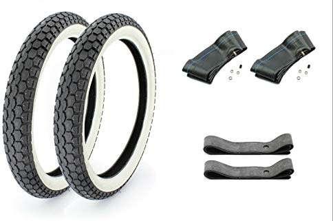 Reifen-Set: 2x Continental KKS10 Weißwand Reifen 2,75 x 17 Zoll, 47J inklusive Schläuche und Felgenbänder für Moped, Mofa, Motorrad 50ccm