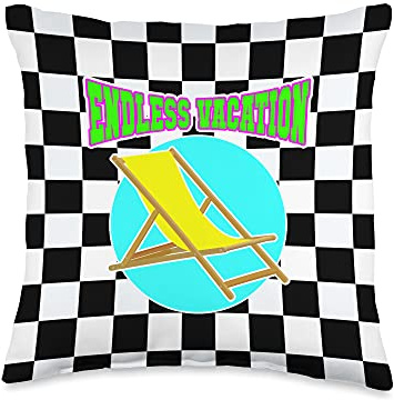 Endless Vacation Beach Surfer holiday sun Deckchair relax Throw Pillow
