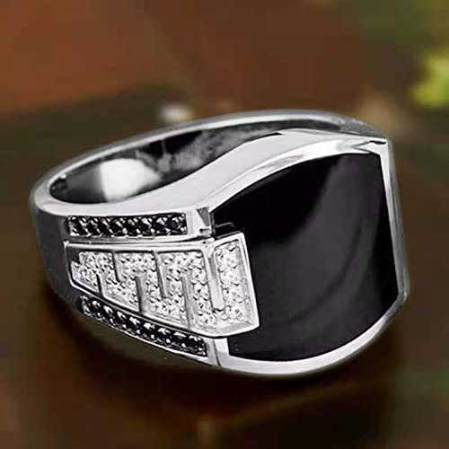 Focisa Ring Ringe Bijouterie Luxus Modern Style Schwarz Kristall Herren Ring Vintage Unregelmäßige Herren Versprechen Ring Intarsien AAA Zirkon Luxusmarke Fingerringe 12 Silber
