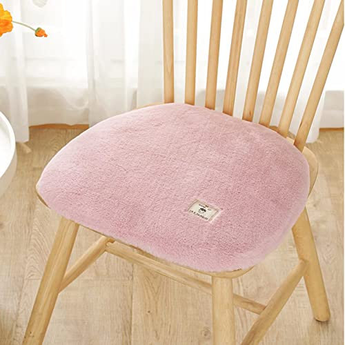 Yadlan Sitzkissen 40x40 Filz Zum Binden, Stuhlkissen Halbrund für Sessel, Sitzpolster Stuhl Fell Indoor, Trapez Sitzkissen Stuhl Einzeln, Flauschig Stuhlauflagen KüChenstuhl EsszimmerstüHle Rosa