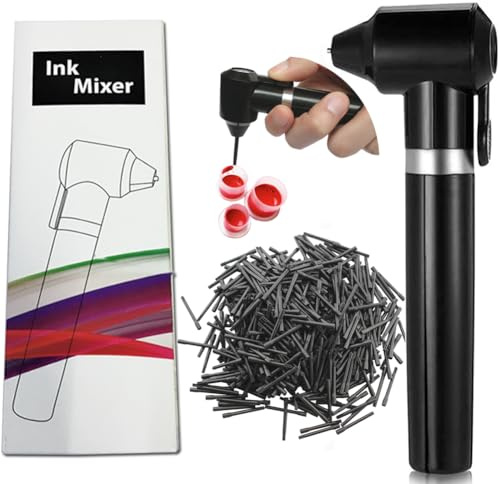 MTSM Tattoo Farben Pigment mixer, Tattoo Ink Color Blender, Tattoo Ink Mixer Maschine Tattoofarbe Mischgerät Ink Pigment Mixer Permanent Makeup Tool Tinte Farbmixer mit 100 Stück Mixer Stick (Schwarz)