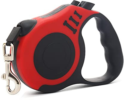 Retractable Dog Lead 360° Tangle-Free Harness Leashes with Non-Slip Handle Extendable Nylon Leads Adjustable Puppy Strap for Dogs Training Walking Jogging 5M/16FT for Medium Small Pet 15-20KG (Red)