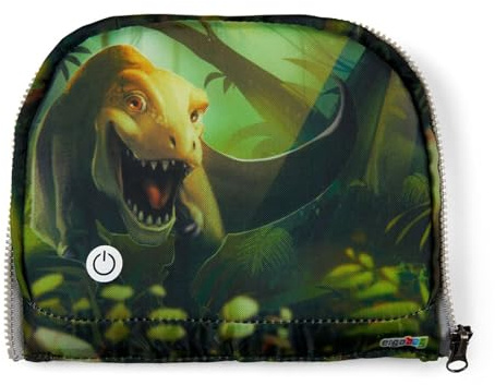 ergobag LED Zippie Schulranzen Zubehör Fronttasche Motiv Welten Grundschule Dinosaurier - Grün | Schulranzen-Zubehör als Fronttasche mit Motivwelt für die Grundschule, inklusive blinkendem LED für mehr Sichtbarkeit