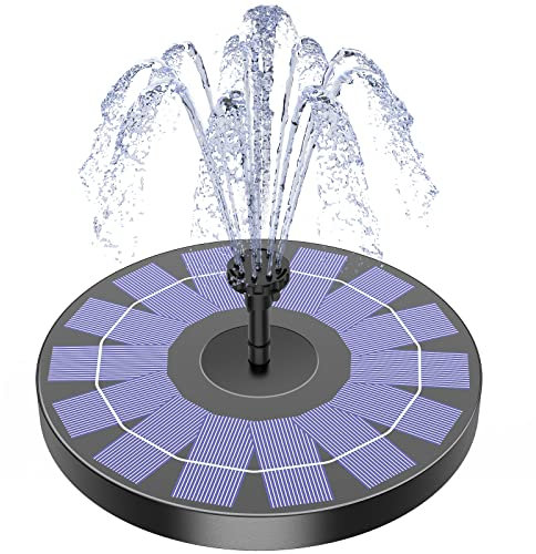 AISITIN 2,5W Fontana Solare da Giardino Esterno con 6 Ugelli e 4 Fissatori Fontana Solare per Laghetto Pompa Acqua Energia Solare per Bagno per Uccelli,Stagno,Decorazione del Giardino (1 pezzo)