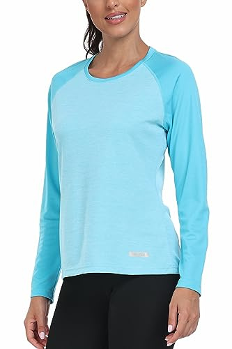 AjezMax Camiseta de Manga Larga para Mujer, Protección Solar UPF 50+ UV Camisa, Top de Gimnasia, Long-Sleeve Shirt, Secado rápido