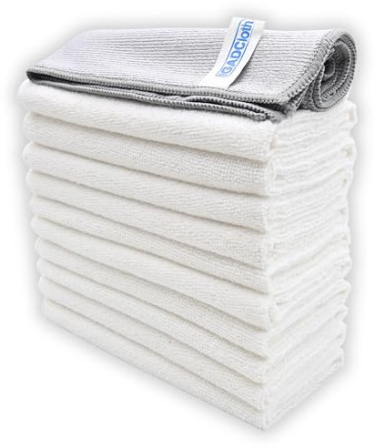 IGAD IGADCloth 10 White Microfibre Cleaning Cloths +1 free glass cloth, 40x40cm, Durable Cleaning Cloths for a Pristine Clean, Ideal Microfiber Cloth for all Surfaces