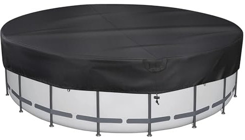 Aipwerer Poolabdeckung Rund für Ø 260cm Pools (240-260cm), Poolplane Rund Winter 600D Oxford, UV-Resistente, Pool Abdeckungen Mit Kordelzug Und BodennäGeln für Schwimmbecken (Ø280x20cm)
