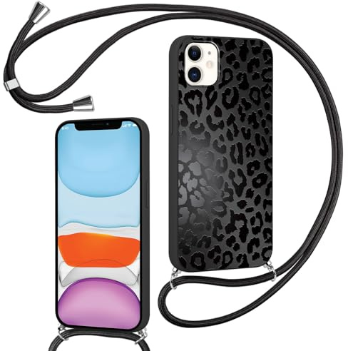 Foonary Handyband Hülle mit Band für iPhone 11 6,1 Handyhülle, Leopard Design Kette Necklace Case mit Kordel zum Umhängen Silikon Bumper Kratzfest Schutzhülle Cover Schnur für iPhone 11