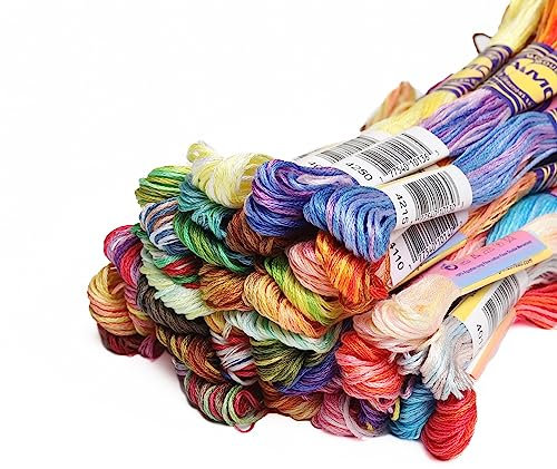 Stickgarn Set mit 40 verschiedenen Farben, Sticktwist aus gasierter, merzerisierter Baumwolle, 8 Meter Strang, Kreuzstichgarn Sticken