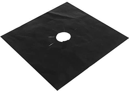 Protezione Forno e Piano Cottura a Gas 27x27 Cm Nero | Ptfe e Resina, Foro Centrale Pretagliato, Riutilizzabile e Facile da Pulire, 1 Pezzo