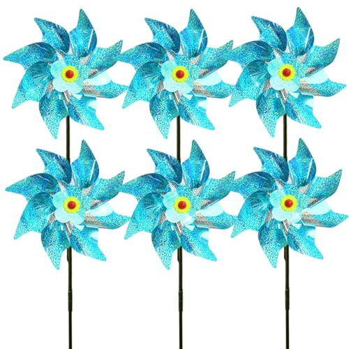 Vogelabwehr Reflektierende Windmühle,Windräder Vogelabwehr,Taubenschreck Taubenabwehr，Windrad Garten Vogel Vogelschreck (6Pcs-D)