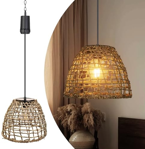 pearlstar Hängelampe mit Batterie,Batteriebetriebene Hängelampe Outdoor 6 Stunden Timer,Indoor Deckenleuchte Hängend Laterne Pendelleuchte für Patio Bar Garten Terrasse Wohnzimmer Schlafzimmer(HDC897)