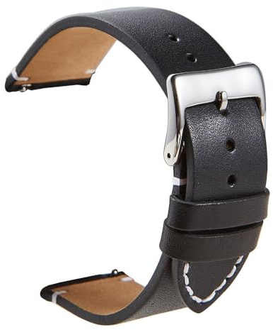Klockband i läder Mjukt matt läderarmband 16 18 20 22 24 mm remmar för smarta klockor, svart, 20 mm