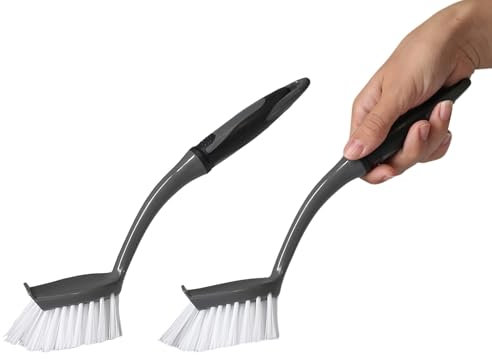 Lot de 2 brosses à vaisselle noires VonBueren | 29 x 5,5 cm par brosse à vaisselle | Brosse de cuisine / brosses pour la cuisine et le nettoyage | Brosse à vaisselle | Brosse avec poignée ergonomique