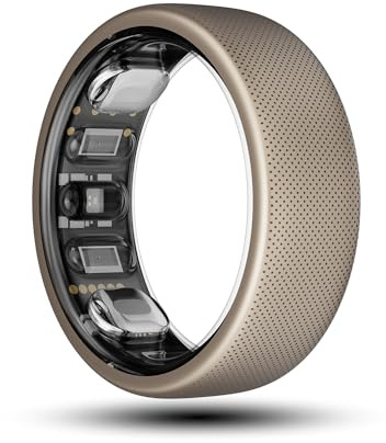 Amazfit Helio Smart Ring Health Tracker, Fitness Tracker Ring, No Subscription, Monitors Sleep, Heart Rate & Stress, Titanium Alloy, Fast 1.4-Hr Charging, Water-Resistant, Size Before You Buy (Size 8)