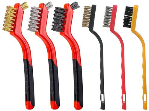 EHDWXVZM Spazzole Metalliche da 6 Pezzi, Strumenti per La Pulizia della Casa, Spazzole per La Pulizia della Cucina, Spazzole per Fughe, Spazzole per La Pulizia Multifunzionali