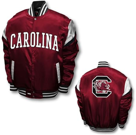 2Bhip NCAA South Carolina Gamecocks Adult Mens College Lightweight Satin Bomber Varsity Jacket Coat Jackets