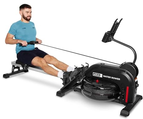 JLL Hydro Rowing Machine with 5-Lvl Elastic Resistance & Adjustable Monitor