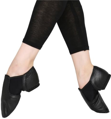 GMGQJST Jazzskor slip-on jazz dans sneakers dansskor för damer svarta solbruna dansskor jazzdansskor för kvinnor barn (svart vuxenstorlek, FR43,5-26,8 cm)