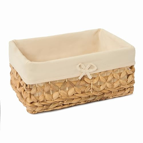 TONKING Large Handwoven Wicker Storage Basket, Open Shelf Basket with Removable Cotton Liner and Metal Frame, Storage for Bedroom, Closet and Living Room