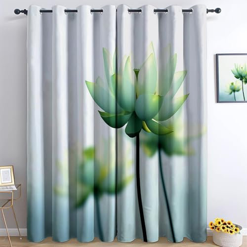 Generico Tende Oscuranti Termiche Isolanti Fotografia Botanica Loto Finestre Soggiorno Moderne 2 Pezzi, Stampa 3D Tende Isolanti con Occhielli 75L x 166A cm