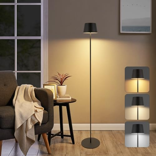 Homefire LED Stehlampe Wohnzimmer Modern 120cm: Solar Stehleuchte Outdoor Dimmbar 3000K-6500K mit USB-C Aufladbar Akku Kabellose Standleuchte Höhenverstellbar Wasserdicht für Innen Garten Terrassen