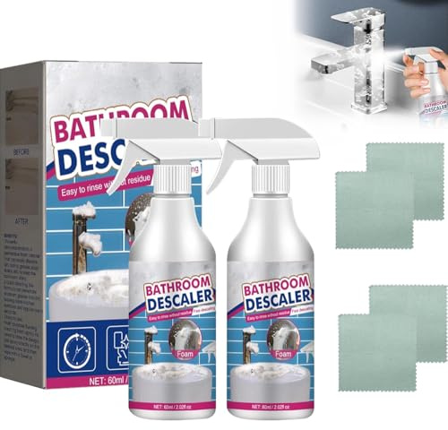 2Pcs Bathroom Descaler Foam Cleaner,Stubborn Stains Cleaner,All-Purpose Bathroom Descaler Foam Spray,For Toilet/Glass/Sink Tub/Bath
