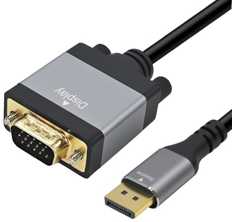 Cyberguys! Cavo da DisplayPort a VGA, 3 m, cavo DP a VGA, con chiusura di sicurezza e connettori placcati oro, Plug & Play, da maschio a maschio, cavi adattatori per monitor, proiettori, computer