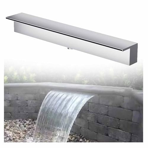 Fontaine d'extérieur en acier inoxydable noir pour piscine, fontaine de descente transparente pour bassin de jardin, sortie de 90 cm