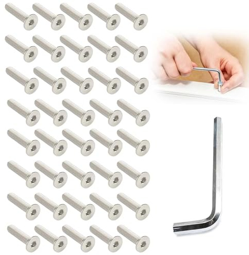 40 Stück M5 x 16 mm Senkkopfschrauben Innensechskant, Edelstahl Senkkopfschrauben, mit Innensechskantschlussel, für Möbel, Maschinenbau und Heimwerker