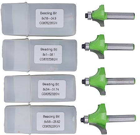 Juego de 4 brocas para enrutador redondeadas, brocas para enrutador de madera con vástago de 8 mm, broca para enrutador de formación de redondeo de esquina de radio de 5/8 pulg.,