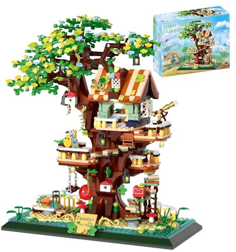 Funny Tree House Blocs de Construction, Kit de Construction de Cabane Dans les Arbres, Kit de Construction Magique pour des Heures de Plaisir et D'imagination pour Enfants et Adultes - 1130 Pièces