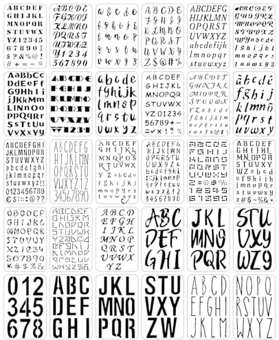Benaewa 30 Pcs Letter Stencils, Reusable Alphabet Stencils for Painting, Printing Projects