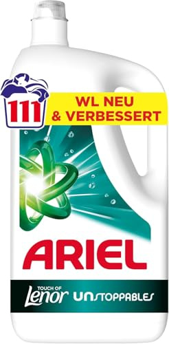 Ariel flytande tvättmedel, 111 tvättar, universal+ Touch of Lenor Unstoppables, djuprenhet för långvarig friskhet