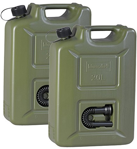 hünersdorff 2er Set: 2x 20 Liter Kraftstoffkanister PROFI OLIV (UN geprüft) US Armeekanister