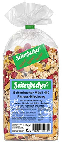 Seitenbacher Müsli Fitness Mischung I Vollkorn I ganze Himbeeren I Zartbitterschokolade I Mandelbättchen (1 x 750 g)