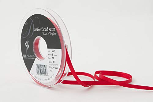 Berisfords Double FACE Poly Satin Ribbon, Red, 5 mm