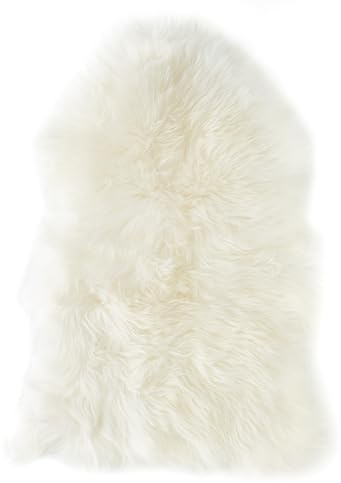 -LUXOR- living Schaffell echt – weiches Lammfell für Stuhl, Sofa & Kinderwagen oder Fellteppich für Wohn- und Schlafzimmer, Flor 50 mm, 60 x 85 cm, Weiß