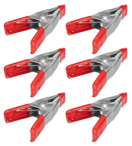 Wideskall Mini morsetti a molla in metallo da 5,1 cm con clip in gomma rossa (confezione da 6)