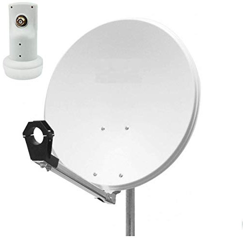 Parabole Satellite Aluminium Blanche 60cm idéal Astra EUTELSAT + LNB Single HD