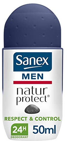 SANEX - Déodorant à Bille Men Natur Protect Respect & Control - Déodorant pour Homme à la Pierre d'Alun - Efficacité 24 h - 50 ml -