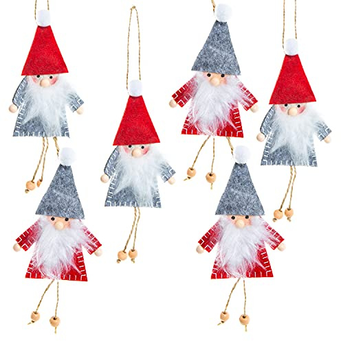 Logbuch-Verlag 6 Weihnachtsanhänger Wichtel Santa Weihnachten Anhänger rot grau aus Filz 14 cm Wichtelgeschenk